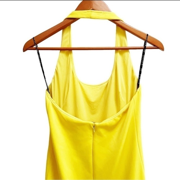 Black Halo Napa Halter dress in a vibrant yellow size 12. Trumpet skirt - Picture 6 of 7